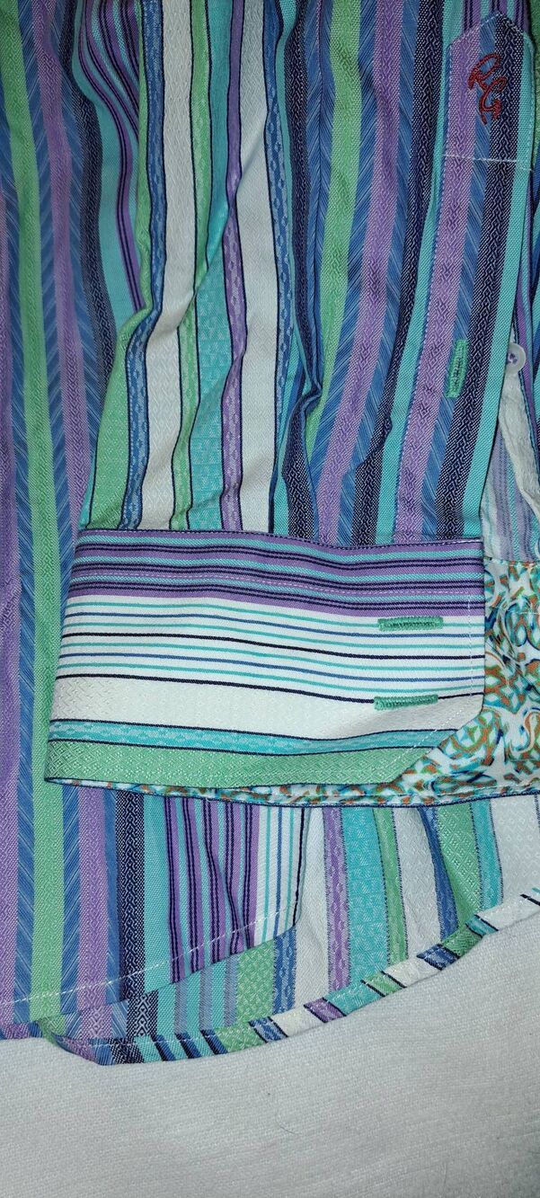 Robert Graham 2XLT Men's Multicolor Stripe Flip Cuff Shirt 100% Cotton Tall - Picture 7 of 13